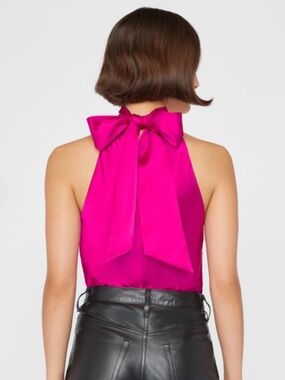 NWOT! Frame 100% silk sleeveless fuchsia halter-style top with tie at neck